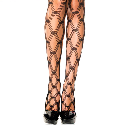 黒 ビッグダイアモンドネット パンティストッキング画像2