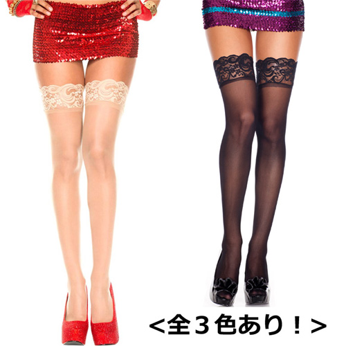 シリコンレーストップ シアータイハイストッキング