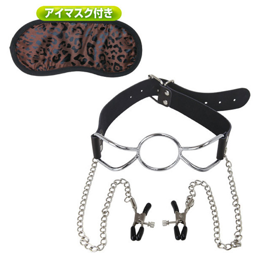 鉄輪口枷+乳首クランプス アイマスクセット画像3