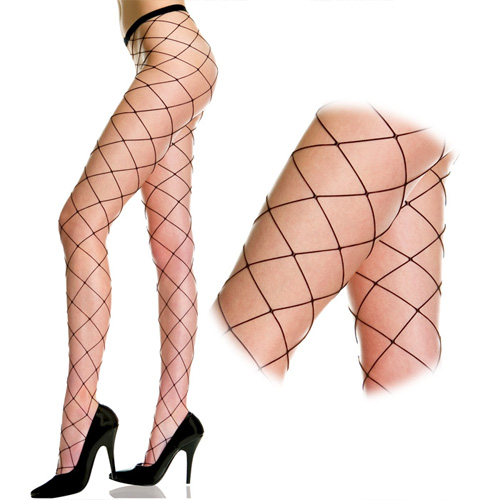 ML9032 黒 ビッグダイアモンドネット パンティーストッキング