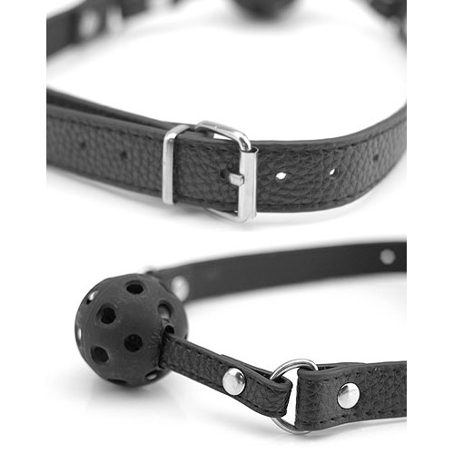 コスパの良い合皮口枷　フォークスレザーボールギャグ画像2