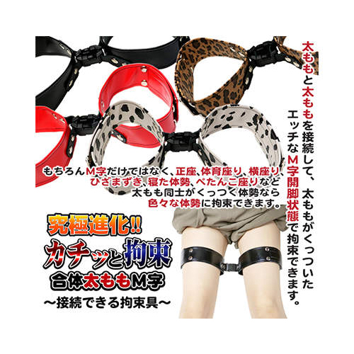 カチッと拘束 合体太ももM字 ブラック画像4