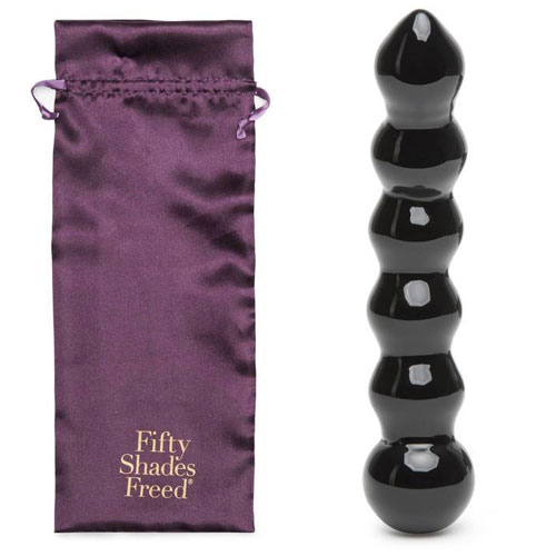 ガラス製のビーズタイプディルド Divine Glass Beaded Dildo Black画像2