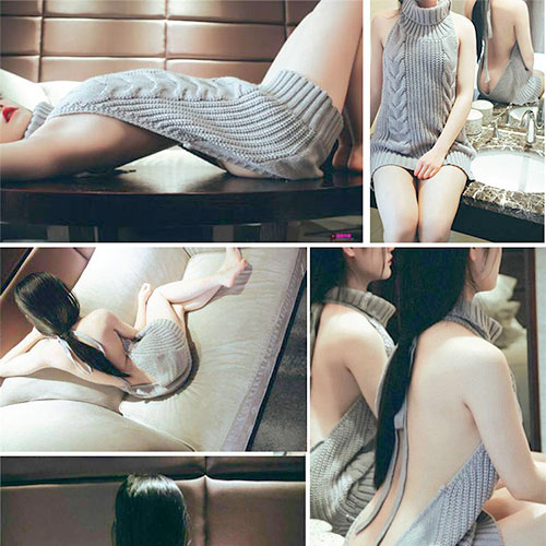 童貞を●すセーター　背中開き バックレス ニット画像6