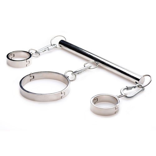 首輪と手枷が繋がれたハードな拘束具　Stainless Steel Yoke with Collar and Cuffs画像2