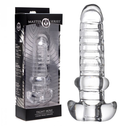 Tight Hole Clear Ribbed Penis Sheath タイトホール