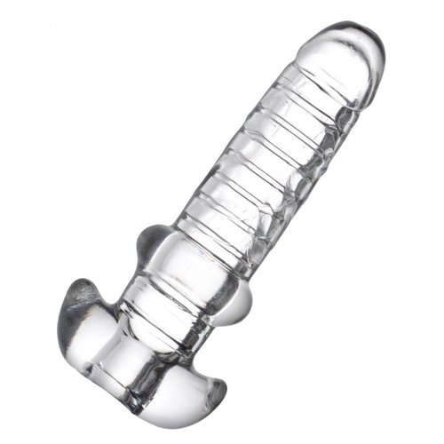 Tight Hole Clear Ribbed Penis Sheath タイトホール画像2