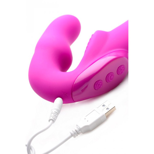 バイブ機能付きストラップレスディルド ピンク画像4
