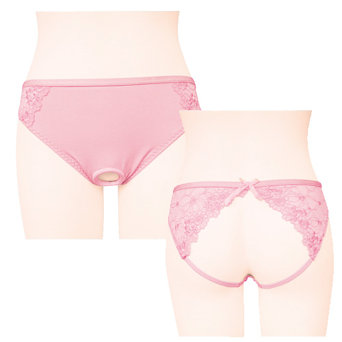 オープンバックレースリングショーツ ピンク おとこの娘用画像2