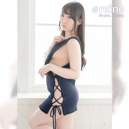 例のニット サイド縛りキャミソール グレー ネイビー画像6