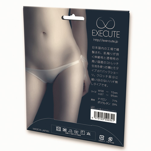 EXECUTE 極薄ストレッチ横ヒモＴバックショーツ ホワイト ブラック画像6