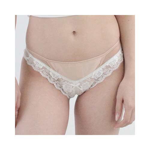 極薄シースルーレース付ローライズ股ワレＴバック ホワイト ピンク画像2