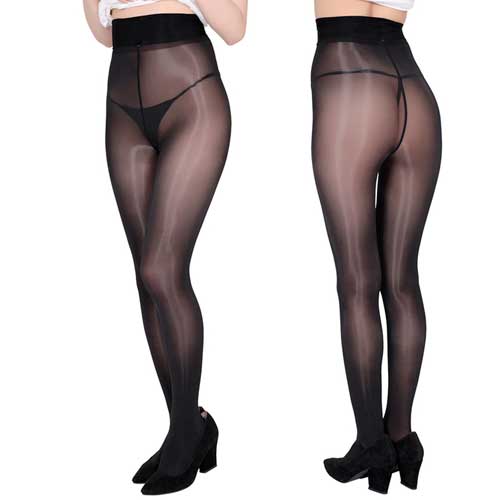 シルキースムース光沢パンティストッキング　ベージュ ブラック画像3