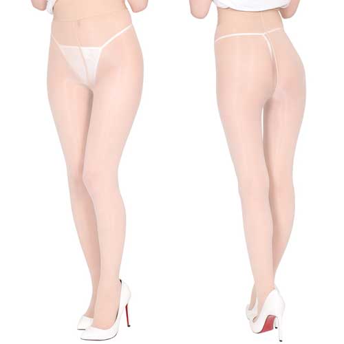 シルキースムース光沢パンティストッキング　ベージュ ブラック画像2