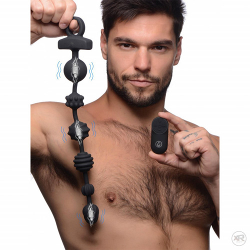 10X Dark Rattler Vibrating Silicone Anal Beads Remote画像7
