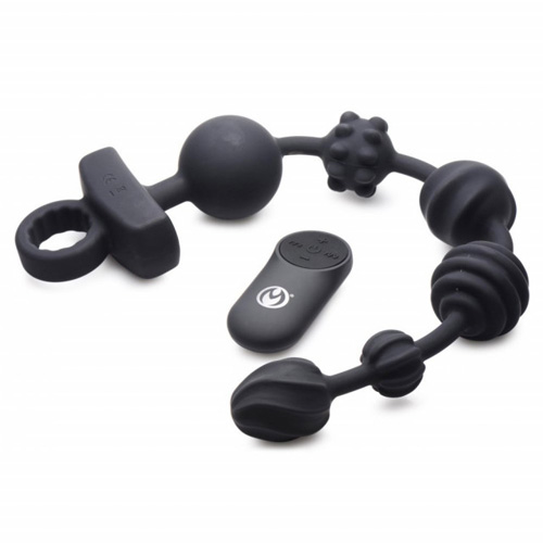 10X Dark Rattler Vibrating Silicone Anal Beads Remote画像2