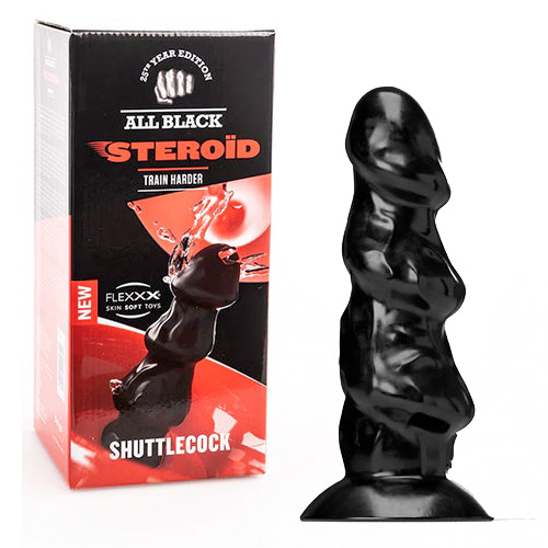 All Black Steroid Anal Dildo Shuttlecock 25.5×7.3cm