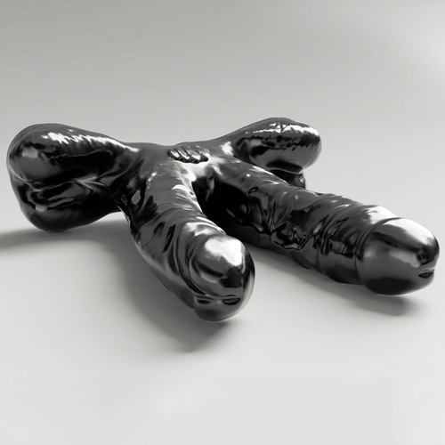 All Black Steroid Double Anal Dildo Teamwork 35×6.7cm画像4