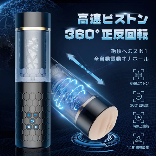 6種高速ピストン 360度正反回転 一時停止機能 電動オナホール画像2