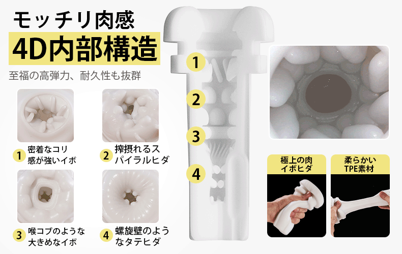 3 IN 1 吸引×ピストン×振動 多機能型 オーガズム爆発モード付 電動オナホール画像6