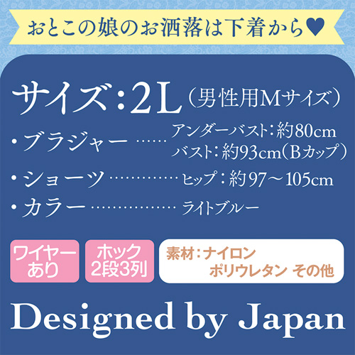 レーシーブラ＆ショーツ ライトブルー おとこの娘用画像2