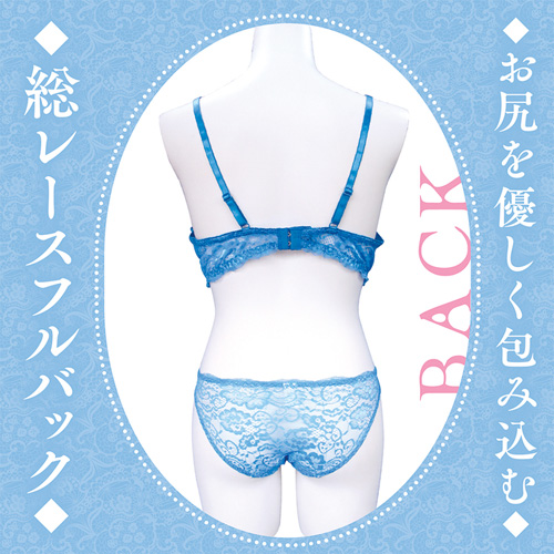 レーシーブラ＆ショーツ ライトブルー おとこの娘用画像4
