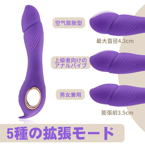 アナル開発 5種膨張×9種振動 男女兼用 調教 防水静音 前立腺責め アナルバイブ画像2