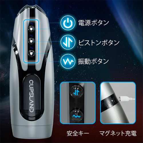 CUPSLAND ピストン×振動×爆発 両手解放 吸盤付き ダブルローター 電動オナホール画像6