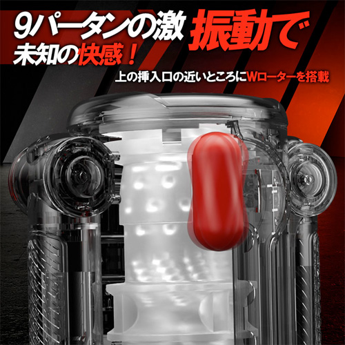 振動ピストン式の神機 9種ピストン＋9種振動 貫通と非貫通選択可 ハンドル付 電動オナホール画像4
