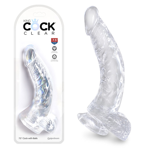 King Cock Clear strapon compatible Cock with Balls