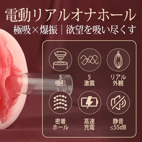 5吸引×5振動 極吸エンジン 本物の膣 リアル系 電動オナホール画像4