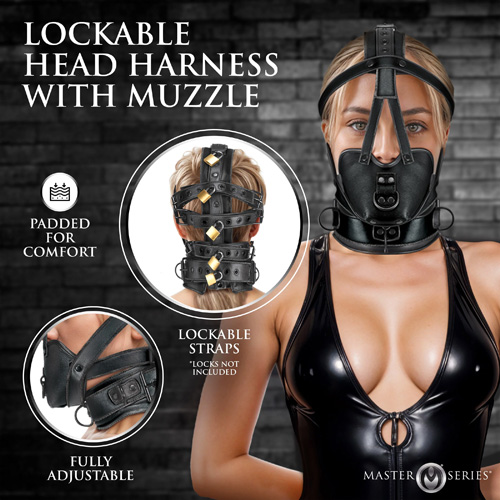 Lockable Head Harness with Muzzle画像2