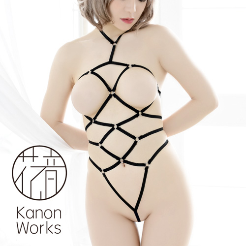 Kanon Works 花音ワークス ピコゴム使用亀甲風プレイスーツ ブラック画像2