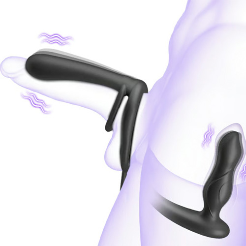 振動スリーブ×アナル刺激×コックリング 前立腺 多機能カップルバイブ