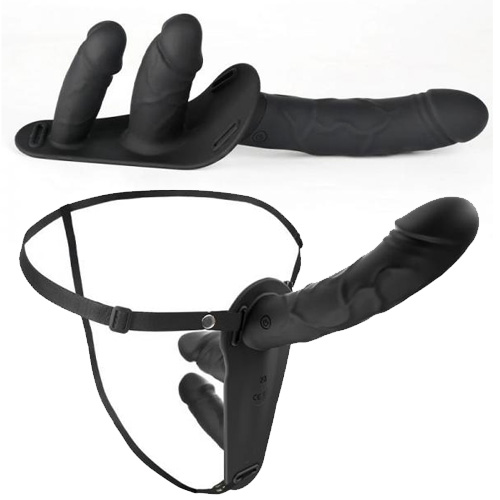 リモコン付き 3シャフトペニバン付き電動ディルド画像4