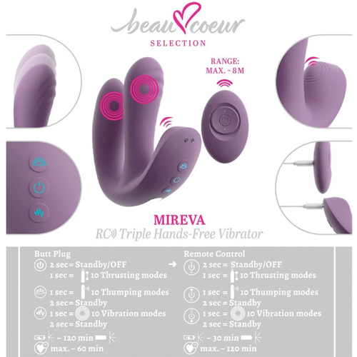 悶絶3点責め MIREVA トリプルハンズフリーバイブ RC画像7