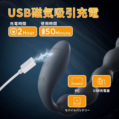 5連ビーズ型 遠隔リモコン付き 会陰振動バイブ 三日月アナルフラグ画像6