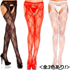 リボンレースデザイン サスペンダーパンティストッキング