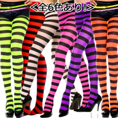 【全6色あり!】ワイドボーダー柄 パンティストッキング