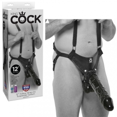 King Cock 12 Hollow Strap-On Suspender System キングコックブラック (ディルド付き) 