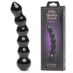 ガラス製のビーズタイプディルド Divine Glass Beaded Dildo Black
