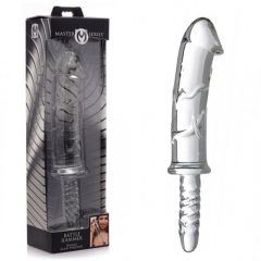 グリップ付きのガラスディルド　Battle Rammer Phallic Glass Thruster
