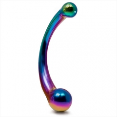 両端のボールで異なる挿れ心地を体感できるスチール製ディルド Rainbow Stainless Steel Dual Dildo