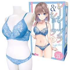 レーシーブラ＆ショーツ ライトブルー おとこの娘用