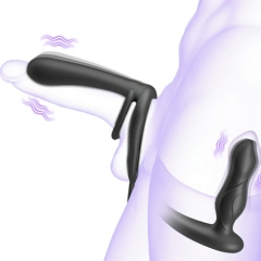 振動スリーブ×アナル刺激×コックリング 前立腺 多機能カップルバイブ